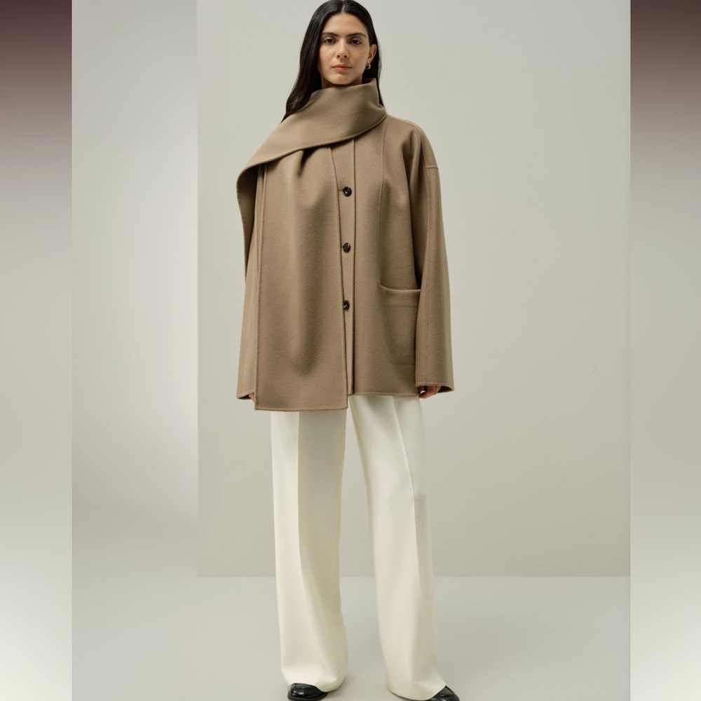 Lilysilk Double-Faced Silk Wool Blend Coat - Picture 3 of 9